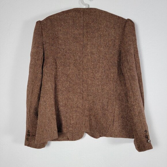 Vintage Cross Country Fashions Womens Wool Tweed Blazer Brown Three-Button - Picture 2 of 11